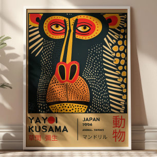 Yayoi Kusama Art Mandrill Illustration Exhibition Poster