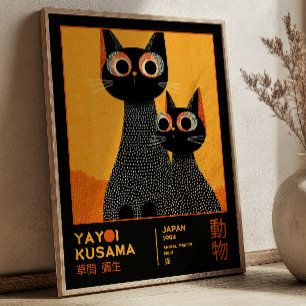 Yayoi Kusama Black Cats Retro Exhibition Poster