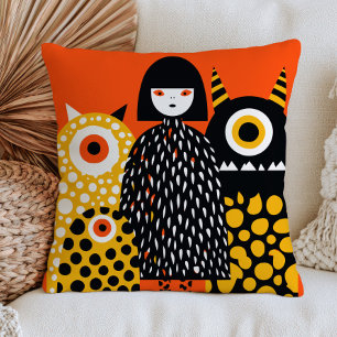 Yayoi Kusama Monster Mash Quirky Bold Halloween Cushion
