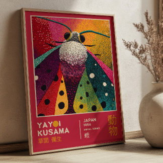 Yayoi Kusama Moth Insect Japanese Art Exhibition Poster
