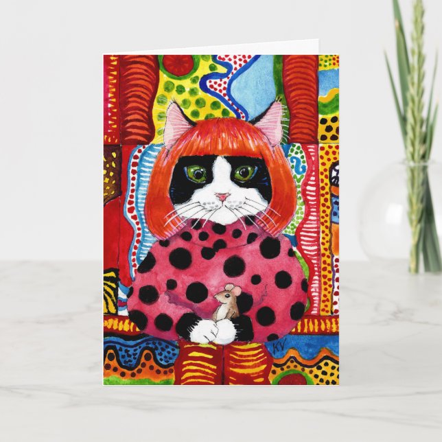 Yayoi Kusama tribute as Cute Cat mouse card (Front)
