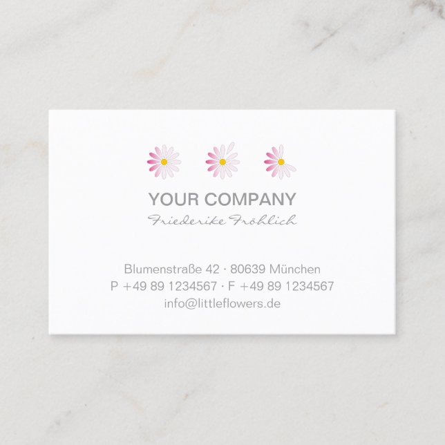 ♥ yBee *Little Flowers* Pink Daisies . modern . Business Card (Front)