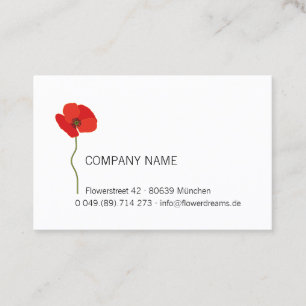 ♥ yBee *Red Poppy* Papaver rhoeas . 01 . floral Business Card