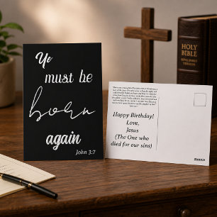 Ye Must Be Born Again Funny Christian Birthday  Postcard