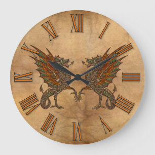 Ye Old Mediaeval Dragon Design Large Clock