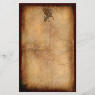 Ye Old Mediaeval Dragon on Parchment Design Stationery