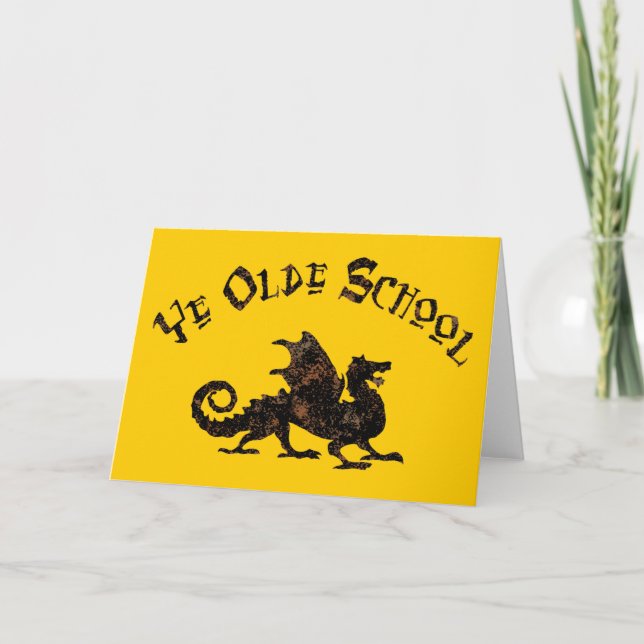 Ye Olde School Mediaeval Dragon Greeting Card (Front)