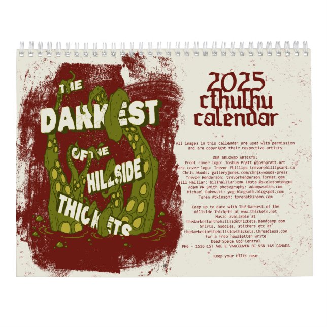 Ye Olde Thickets Calendar 2025 (Back)