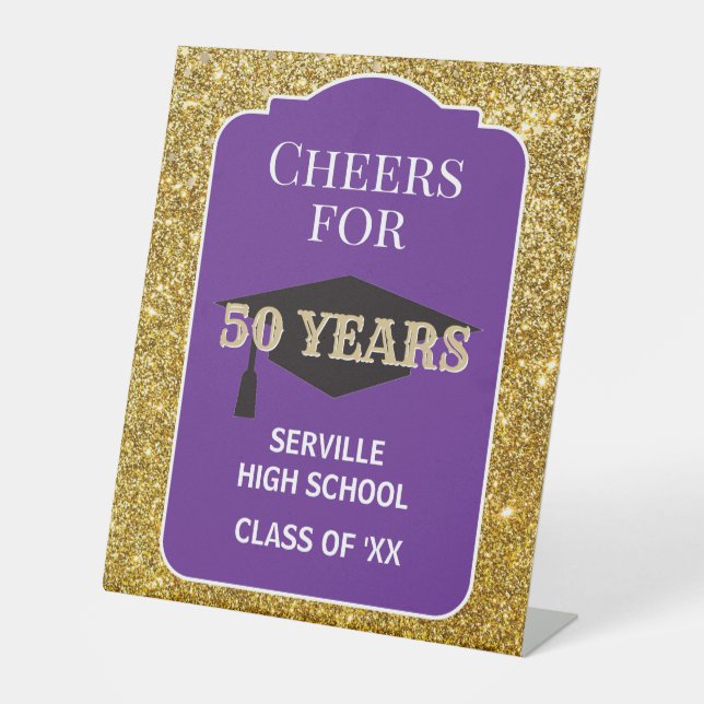 Yea! 50 Years! CUSTOM Class Reunion  Pedestal Sign (Front)