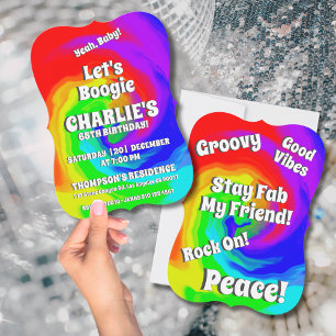 Yeah Baby! 65th Birthday Vibrant Heat Wave Swirl Invitation
