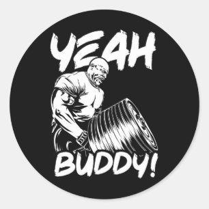 Yeah Buddy - Ronnie Coleman T-bar Row - Gym Motiva Classic Round Sticker