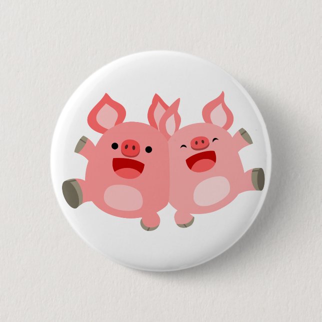 YEAH!! Cute Cartoon Pigs Button Badge (Front)