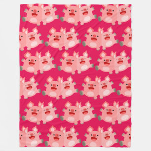 YEAH!! Cute Cartoon Pigs Fleece Blanket