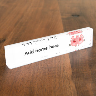 YEAH!! Cute Cartoon Pigs Name Plate
