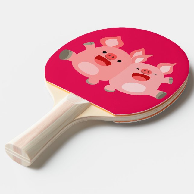 YEAH!! Cute Cartoon Pigs Ping Pong Paddle (Front Angle)