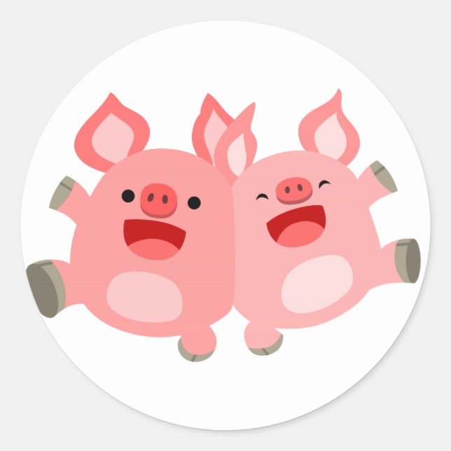 YEAH!! Cute Cartoon Pigs Sticker (Front)