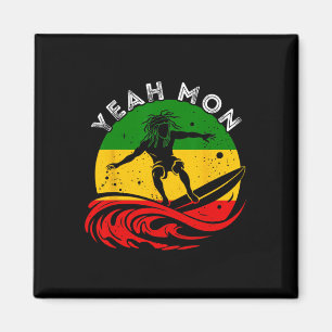 Yeah Mon Rastafari Roots Jamaican Surfing Rasta Re Magnet