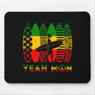 Yeah Mon Rastafari Roots Jamaican Surfing Rasta Re Mouse Mat