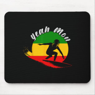 Yeah Mon Rastafari Roots Jamaican Surfing Rasta Re Mouse Mat