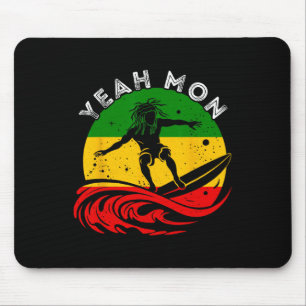 Yeah Mon Rastafari Roots Jamaican Surfing Rasta Re Mouse Mat