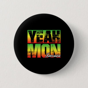 Yeah Mon Retro Jamaica Flag Jamaican Souvenir Funn 6 Cm Round Badge
