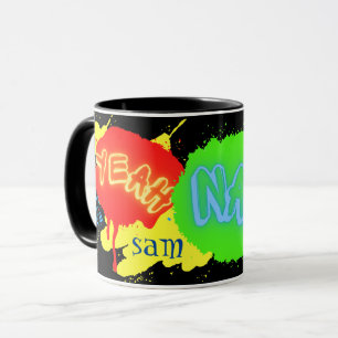 YEAH NAH NEW ZEALAND KIWI SLANG COLORFUL GRAFFITI MUG