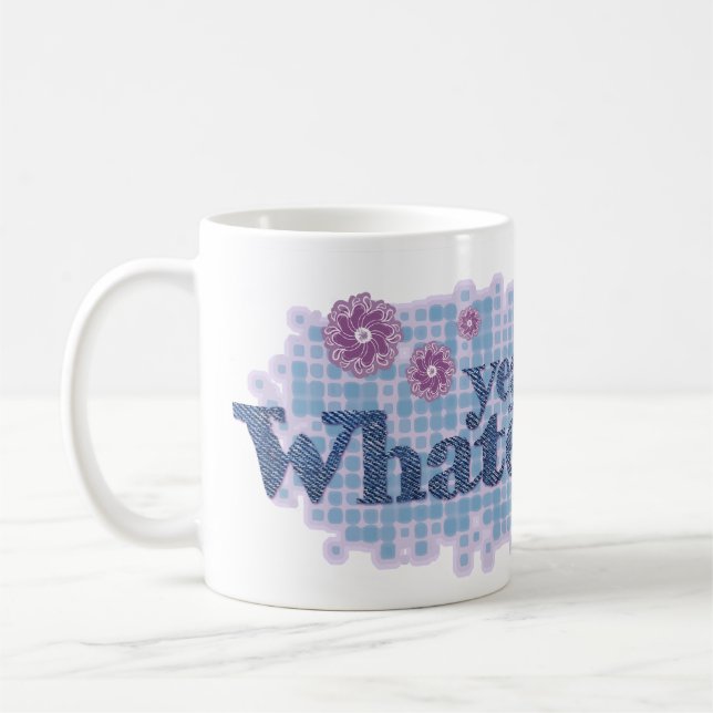yeah whatever... denim blue & pink mug (Left)