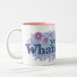 yeah whatever... denim blue & pink mug