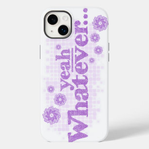 "yeah whatever" purple white graphic Case-Mate iPhone 14 plus case