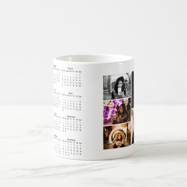 Year 2025 Calendar 5 Photo Collage  Coffee Mug (Center)