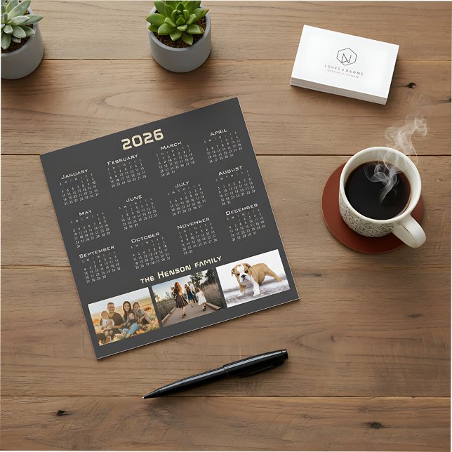 Year 2026 Calendar 3 Family Photo Collage  (Creator Uploaded)