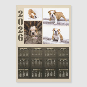 Year 2026 Calendar Dog Pet 4 Photo Collage Magnet