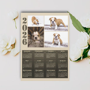 Year 2026 Calendar Dog Pet 4 Photo Collage Magnet