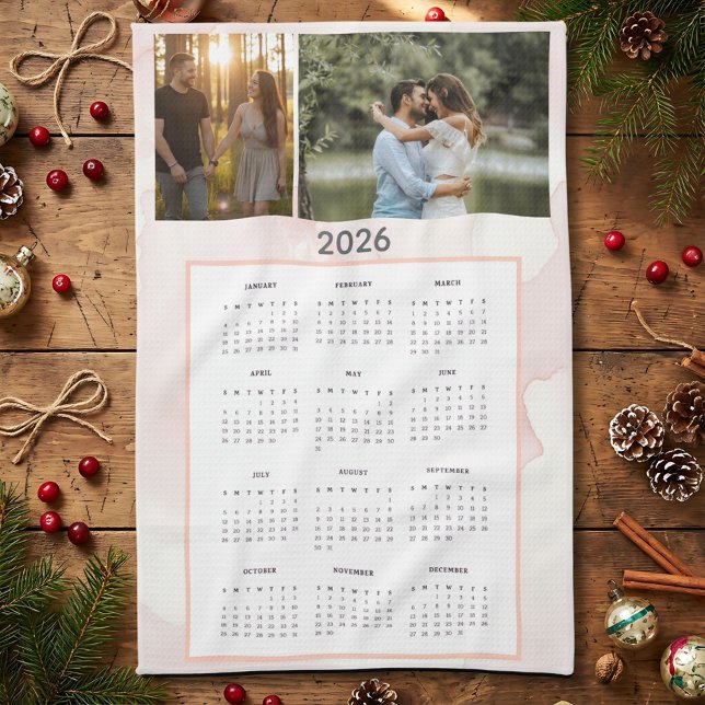 Year 2026 Custom Photo Calendar Kitchen Towel (Creator Uploaded)