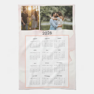 Year 2026 Custom Photo Calendar Kitchen Towel