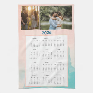 Year 2026 Custom Photo Calendar Kitchen Towel