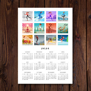 Year 2026 Sport Fitness Woman Girl Calendar
