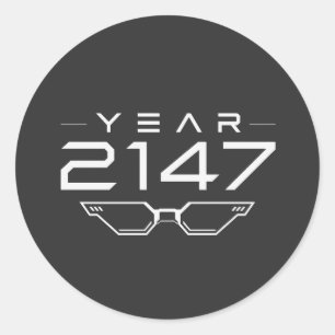 YEAR 2147 Cyberpunk Sci Fi Retro Space Classic Round Sticker