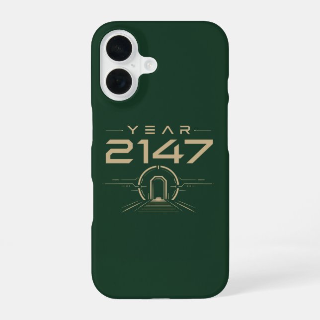 Year 2147 Futuristic Cyberpunk Sci-Fi iPhone 16 Case (Back)
