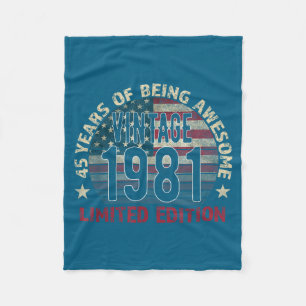 Year 45th Birthday Gift Vintage Born Fleece Blanket