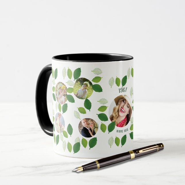 Year Born Family Tree PHOTO Collage Birthday Coffe Mug (Creator Uploaded)