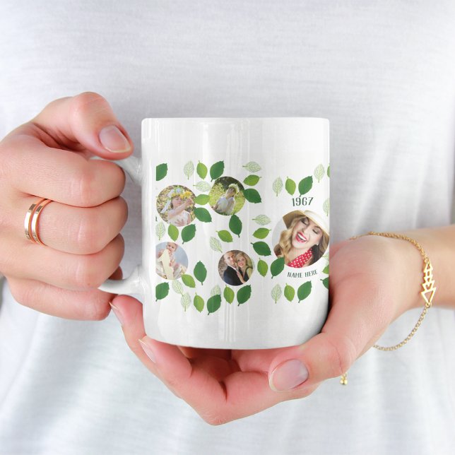 Year Born Family Tree PHOTO Collage Birthday Coffee Mug (Creator Uploaded)