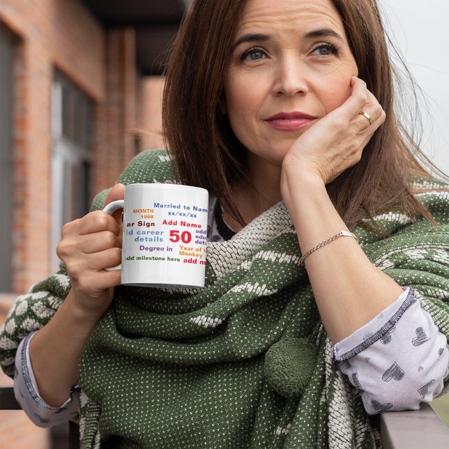 YEAR BORN Milestones BIRTHDAY Custom GIFT Coffee Mug (Creator Uploaded)