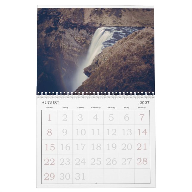 year calendar Iceland (Aug 2027)