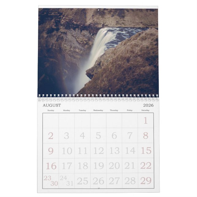 year calendar Iceland (Aug 2026)