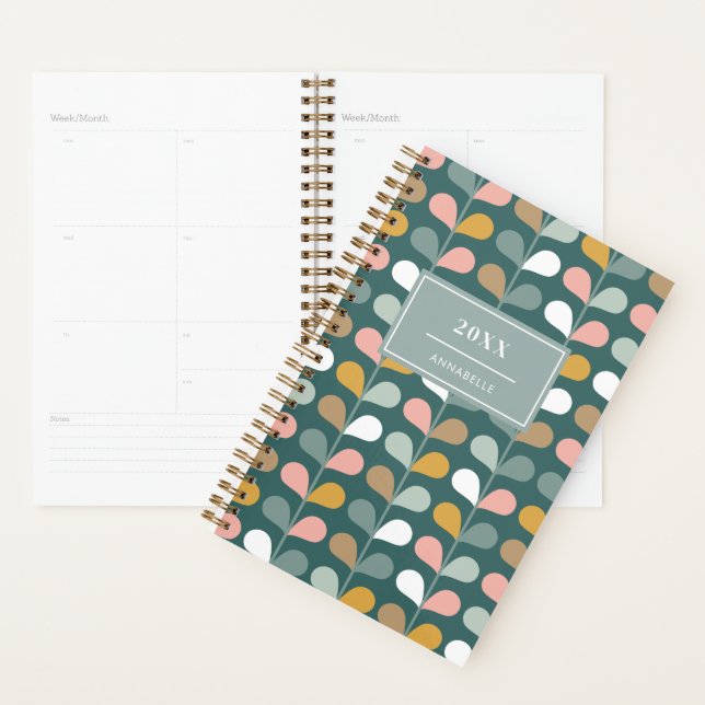 Year Date Monogram Name Floral Petals Pattern Planner (Display)