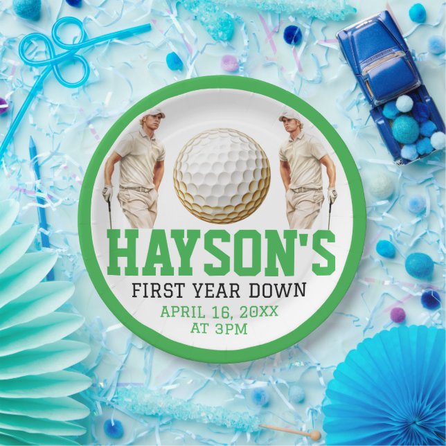 Year Down, Golf On! 1st Birthday Party Paper Plate (Party)