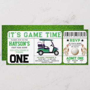 Year Down Golf Ticket 1st Birthday Invitation