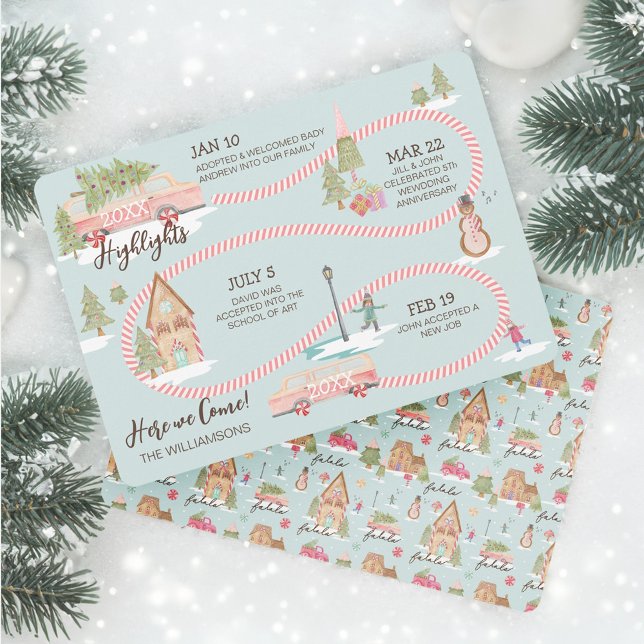 Year End Highlight Gingerbread Town Road Map Holiday Card (Year End Highlight Gingerbread Town Road Map Holiday Card)