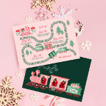Year End Highlights Vintage Train & Track Photos Holiday Card<br><div class="desc">With a year so memorable you have to share it. Send this fun year in review Christmas card to your family and friends with our fun pink vintage pink train and track map Christmas card. Share your favourite moments, adventures, and highlights from 2023 that are placed along the winding rail...</div>